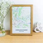 Personalised Map Print on cotton fabric and framed
