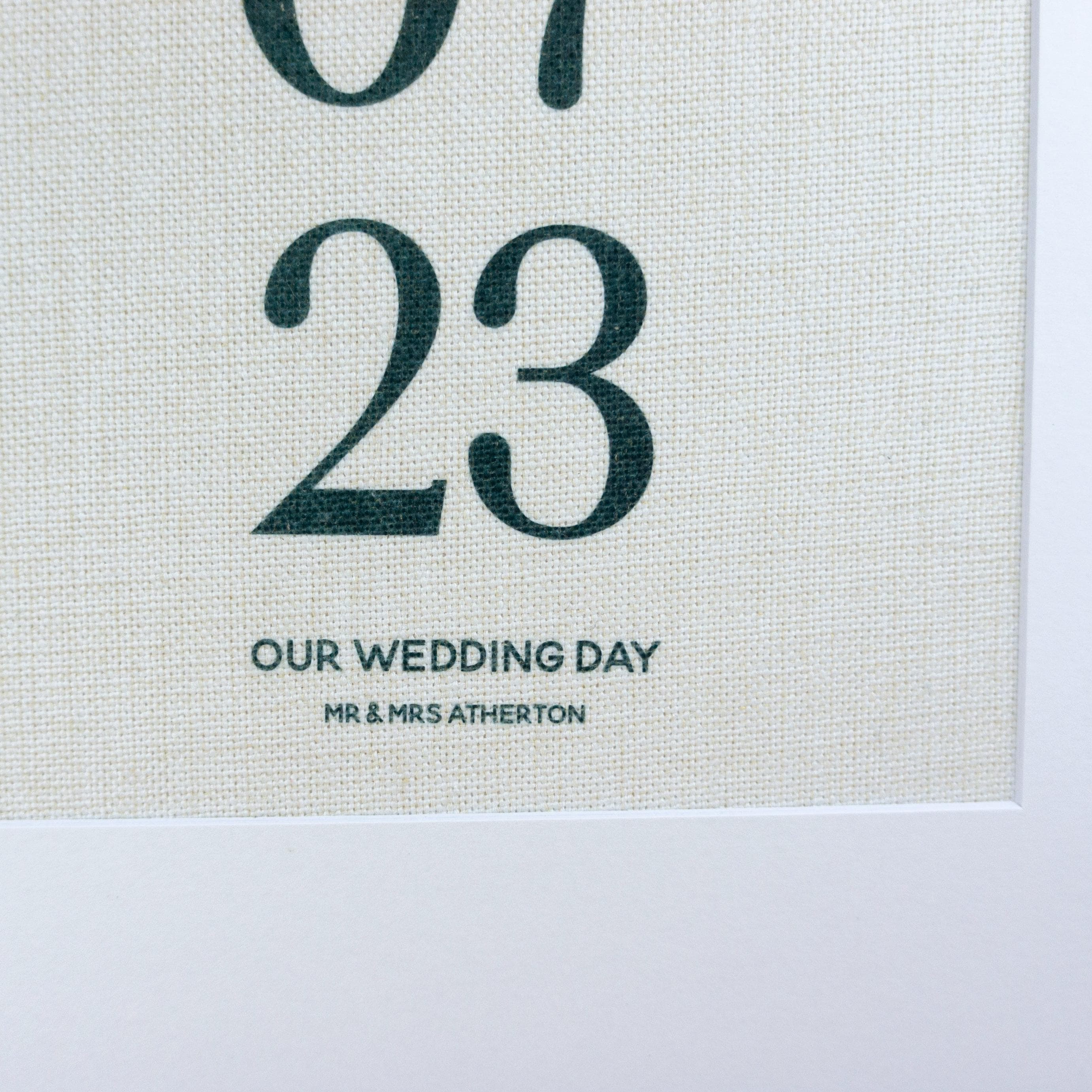Personalised Special Date Print on Linen, Custom Wedding Anniversary Gift for her