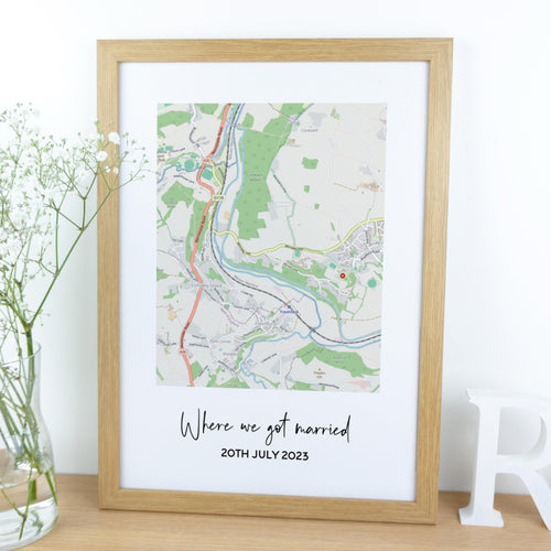Custom Map Wall Art: Special Place Print - 2nd Cotton Anniversary