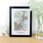 Personalised OS Map Print on cotton fabric, 2nd anniversary gift, Custom special location Wedding Gift for husband wife, Gift for her