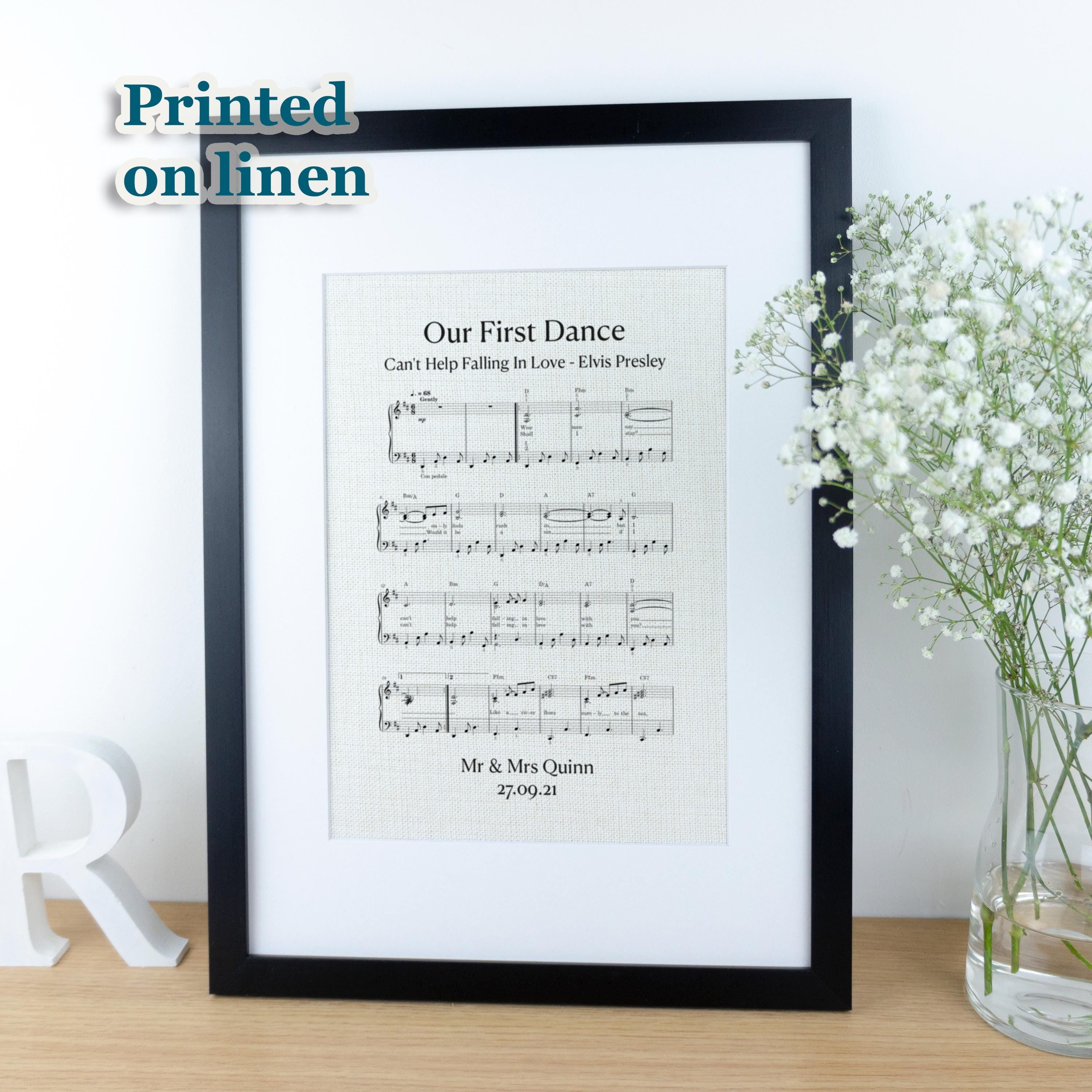 4th wedding anniversary first dance song sheet music print on linen fabric