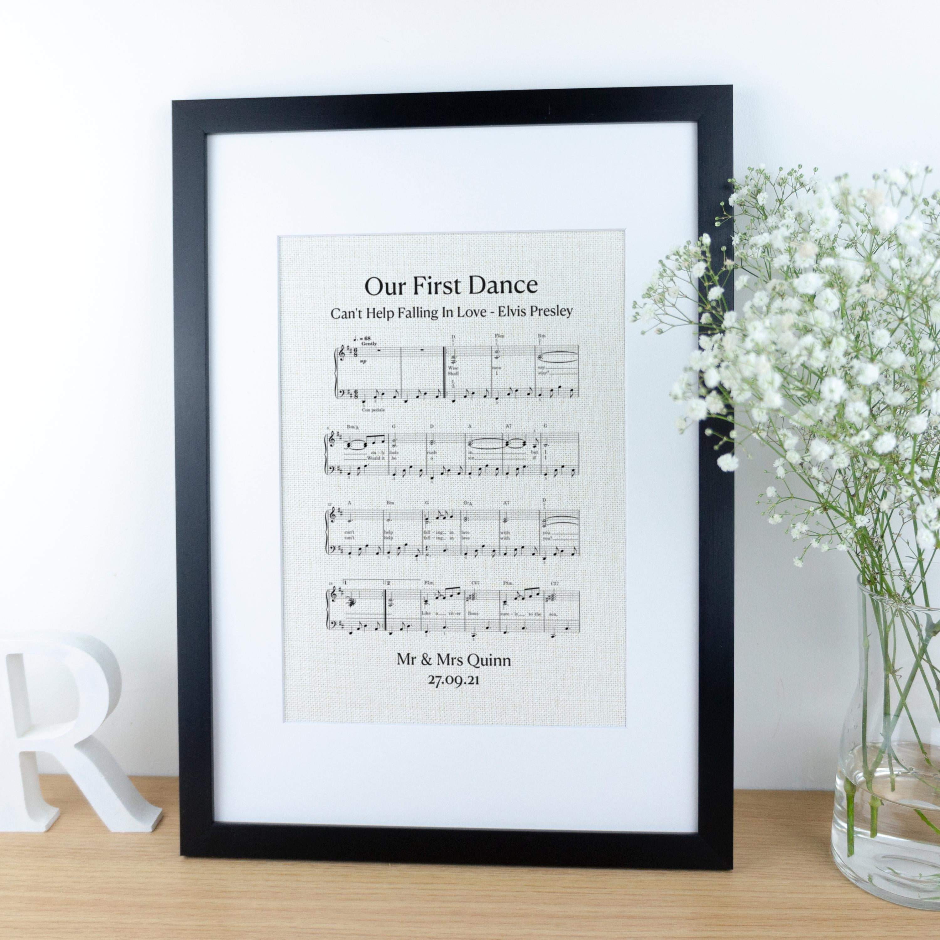 4th wedding anniversary first dance song sheet music print on linen fabric