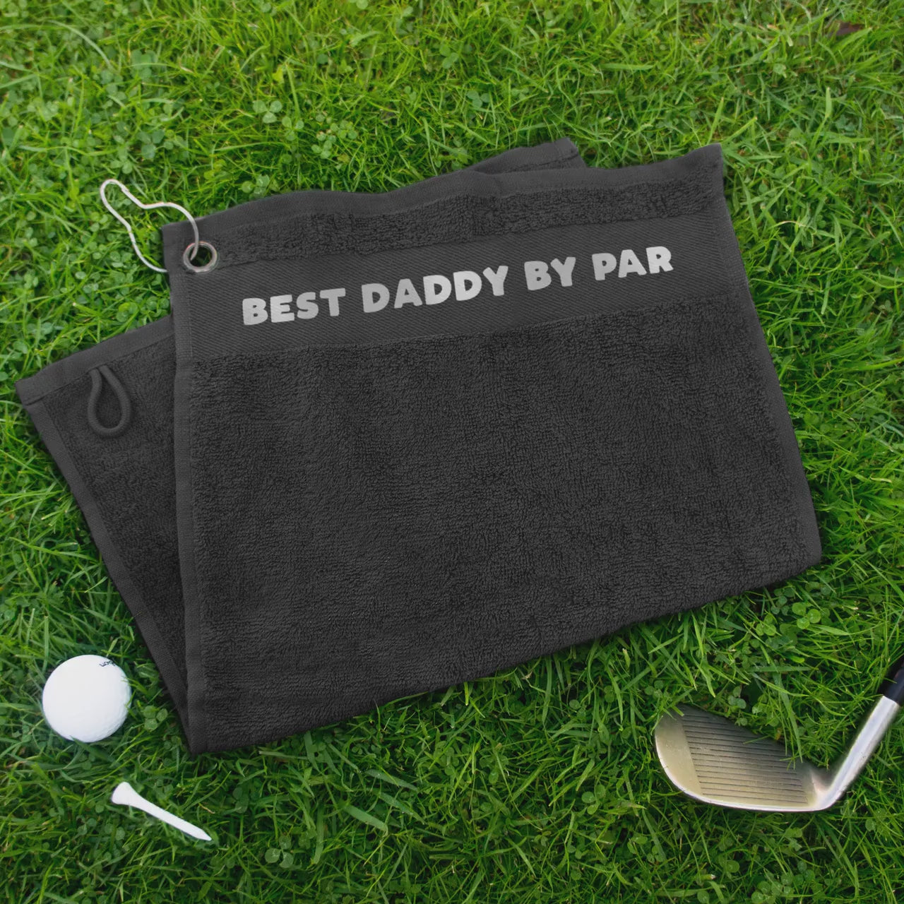Golfing Towel for New Dad ('Daddy by Par' Text) (Cotton, Clip-On)