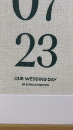 Personalised Special Date Print on Linen, Custom Wedding Anniversary Gift for her