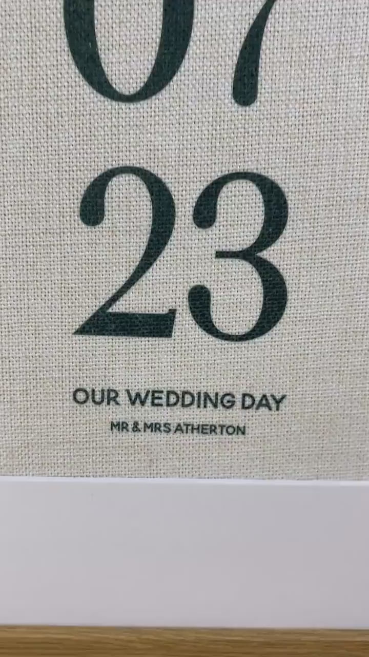 Personalised Special Date Print on Linen, Custom Wedding Anniversary Gift for her