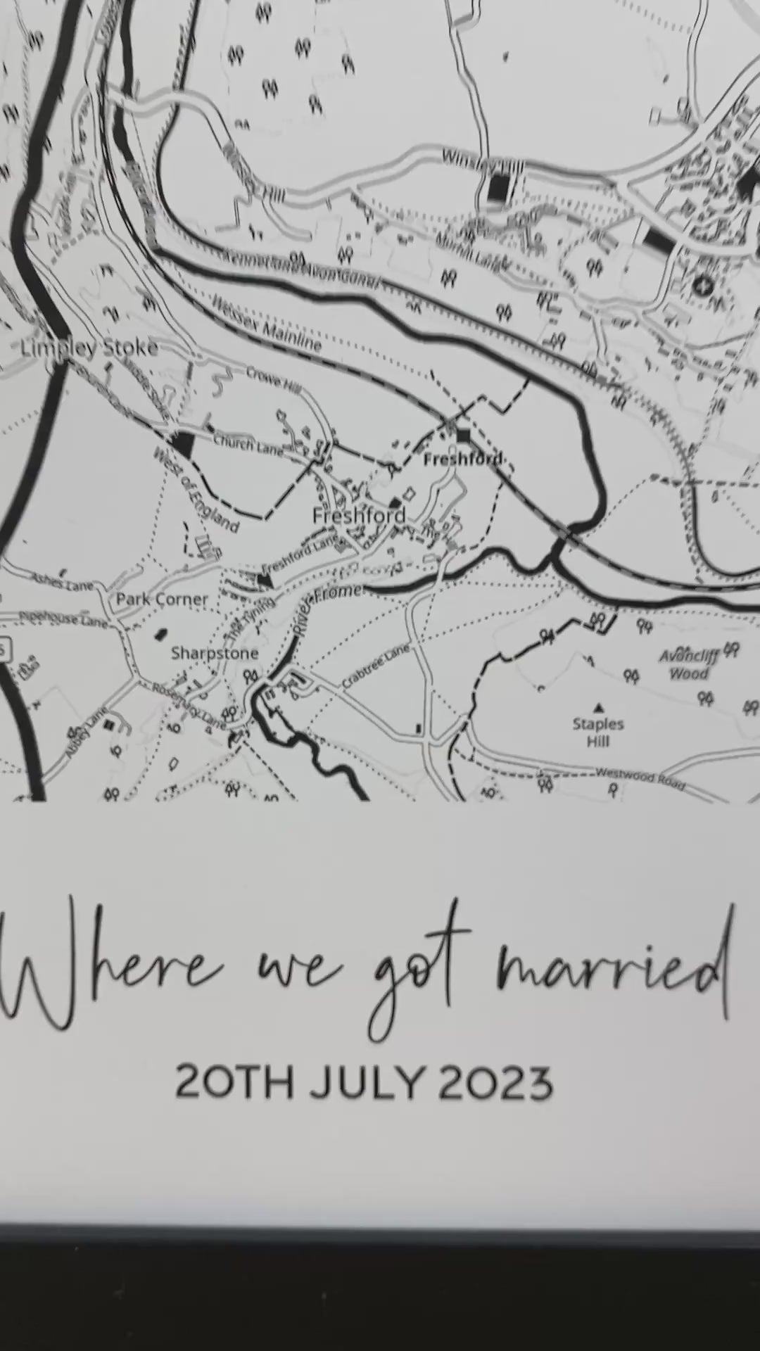 Our first date map print for Valentine's Day or 1st Paper wedding anniversary