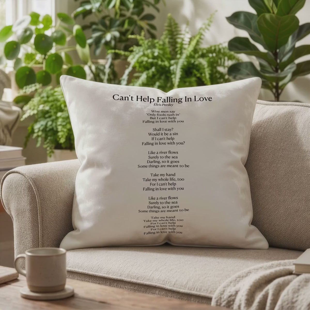 First Dance Song Lyrics on cotton cushion for 2nd wedding Anniversary Gift