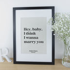 Song Lyrics Quote Print on Linen Fabric for 4th or 12th Anniversary Gift, Custom First Dance Music lyrics printed