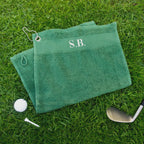 Personalised golf towel with initials. Custom golfers towel with hook, clip on, unique gift for him, dad golf gift secret Santa gift for men