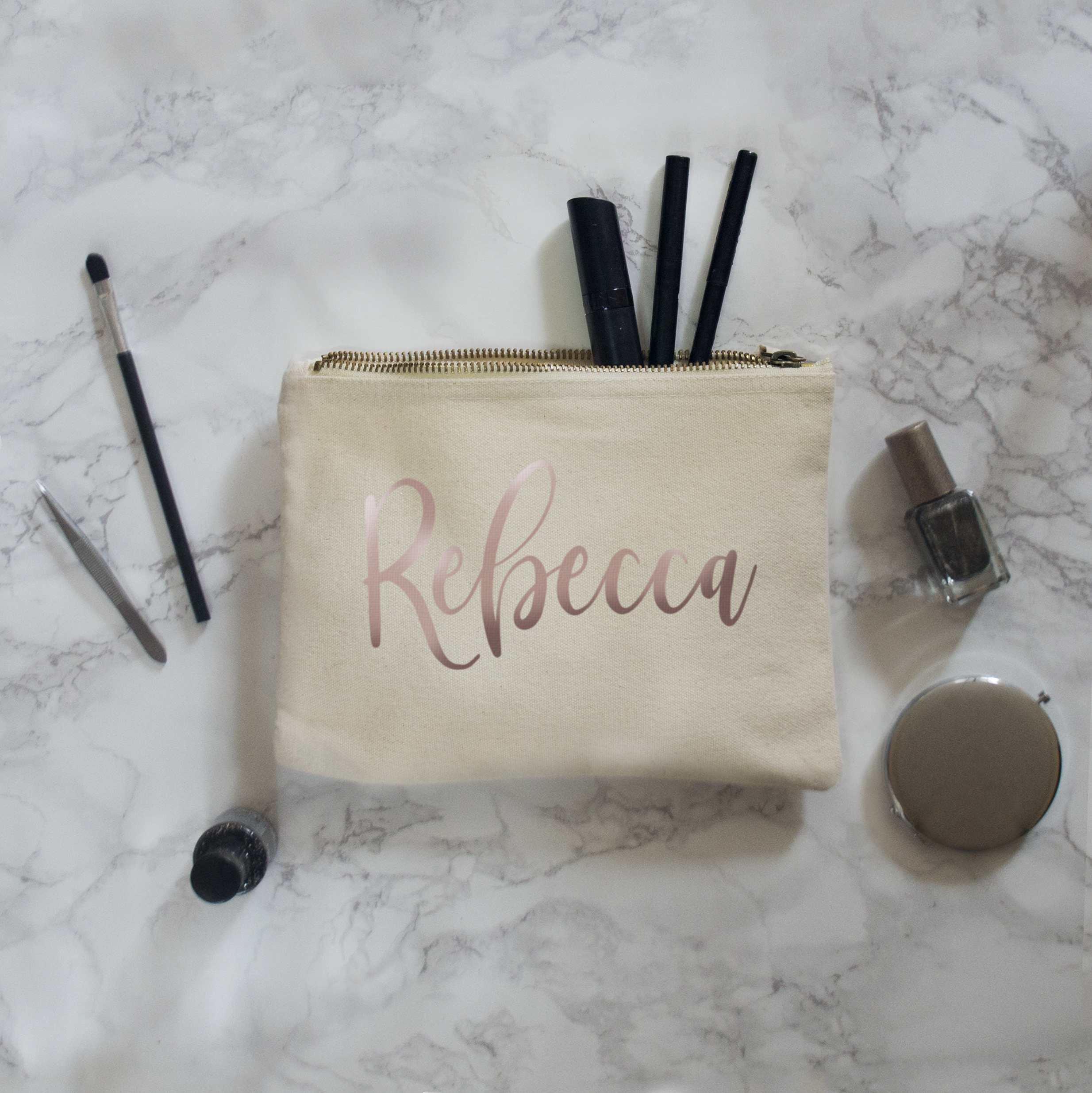 makeup bag with name